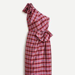J Crew purple plaid one-shoulder dress